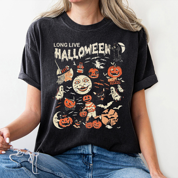 Long Live Halloween Retro Collage Graphic Tee