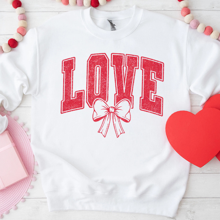 Love & Coquette Bow Valentine's Day Graphic Sweatshirt, Valentines Shirt, Valentines Sweatshirt