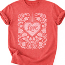  Vintage Floral Heart & Love Retro Valentine's Day Graphic Tee | Valentine Shirt