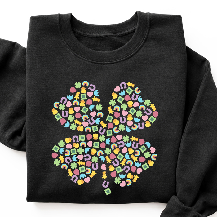 Lucky Charm Cereal Clover Shamrock St. Patrick's Day Graphic Sweatshirt