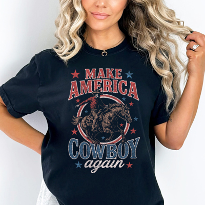 Make America Cowboy Again Western Cowboy Cowgirl Southern Graphic Tee | Western Tee