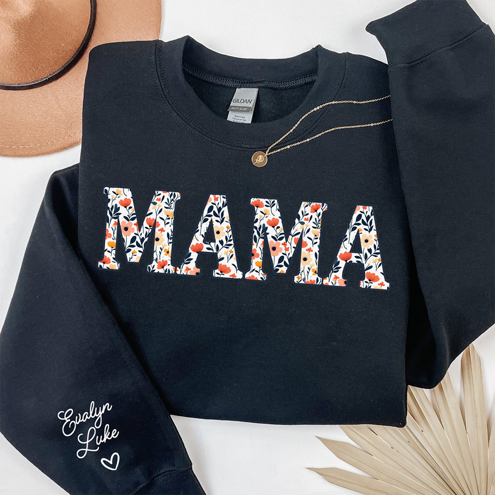 Personalized Floral Mama Nana Gigi Aunt Graphic Sweatshirt