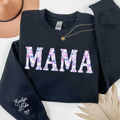 Personalized Mama Watercolor Floral Graphic Sweatshirt | Custom GiGi Mimi Mom Aunt Mama Shirt | Mother's Day Shirt
