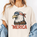  Merica Patriotic Bald Eagle Funny USA America Graphic Tee | 4th Of July Shirt