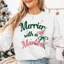  Merrier With A Martini Fun Retro Christmas Graphic Sweatshirt