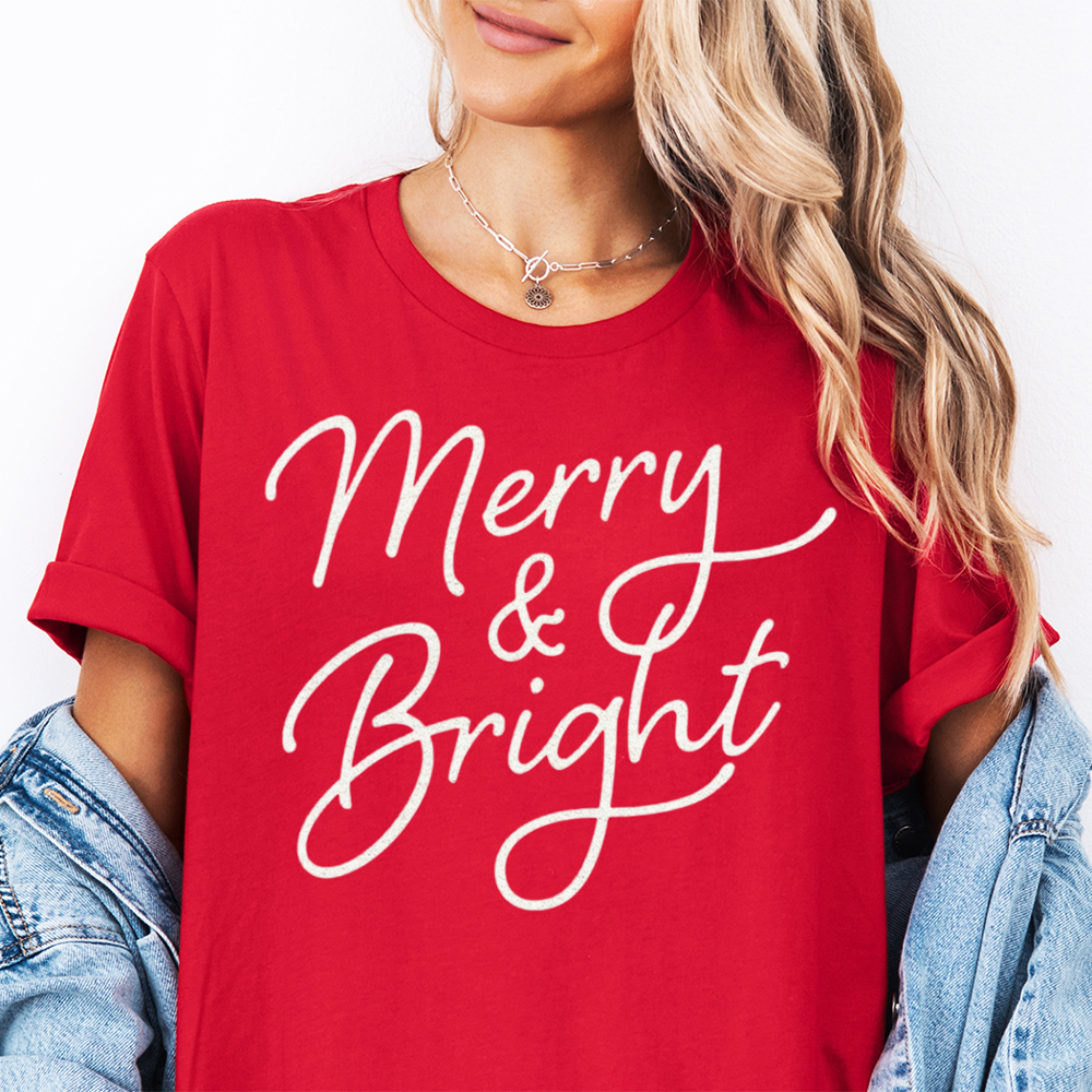 Merry & Bright Festive Christmas Graphic Tee