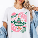  Merry And Bright Floral Santa Merry Christmas Graphic Tee