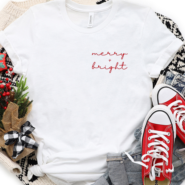 Merry + Bright Pocket Christmas Graphic Tee