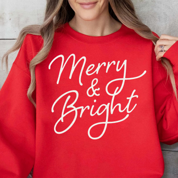 Merry & Bright Fun And Festive Christms Graphic Sweatshirt