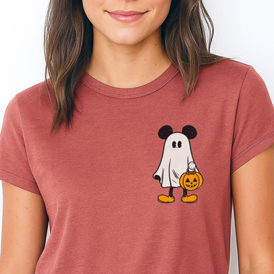 Magical Main Street Mickey Ghost Pocket Fall & Autumn Graphic Tee | Hallowen Shirt