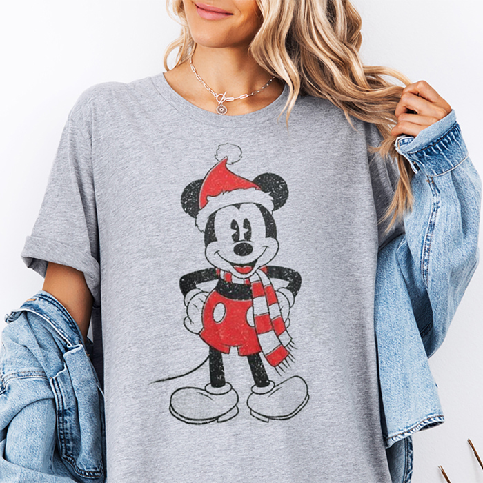 Vintage Inspired Mickey Santa Christmas Graphic Tee