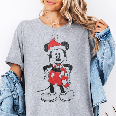Vintage Inspired Mickey Santa Christmas Graphic Tee