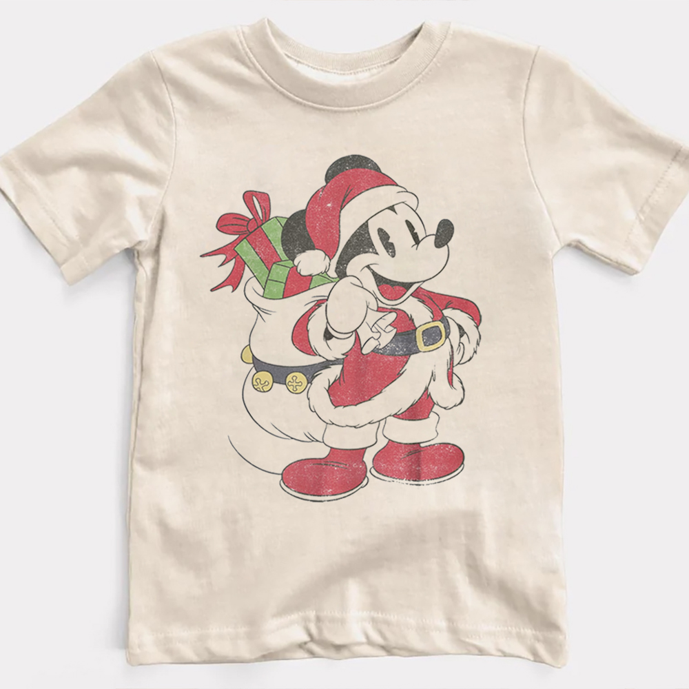 Retro Inspired Mickey Santa Youth & Kids Christmas Graphic Tee