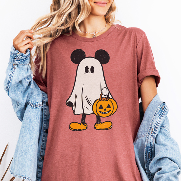 Mickey Ghost Fun & Spooky Halloween On Main Street Graphic Tee