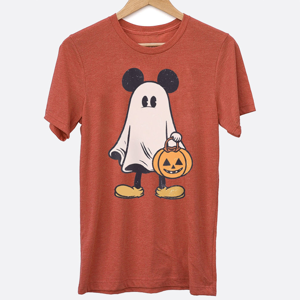 Mickey Ghost Fun & Spooky Halloween On Main Street Graphic Tee