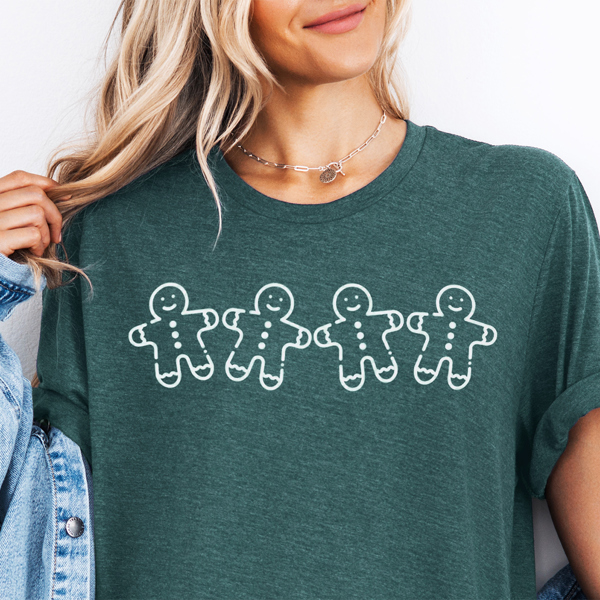 Mini Gingerbread Men Dancing Christmas Graphic Tee