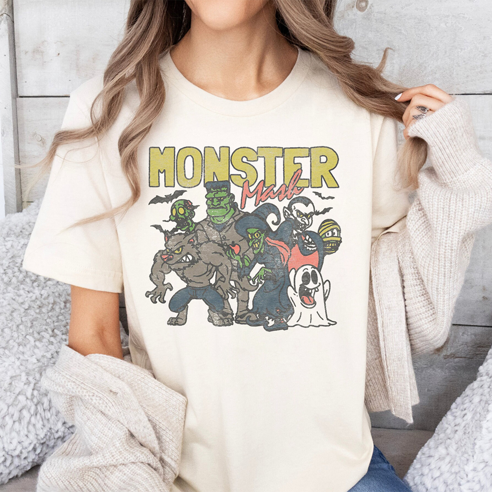 Monster Mash Retro Halloween Spooky Graphic Tee