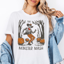  The Monster Mash Western Cowboy Skeleton Halloween Spooky Graphic Tee