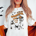  Most Wonderful Time Skeleton Pumpkin Fall & Halloween Graphic Tee