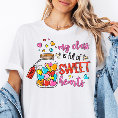 My Class Is Full Of Sweethearts Teacher Valentine's Day Graphic Tee, Valentines Shirt