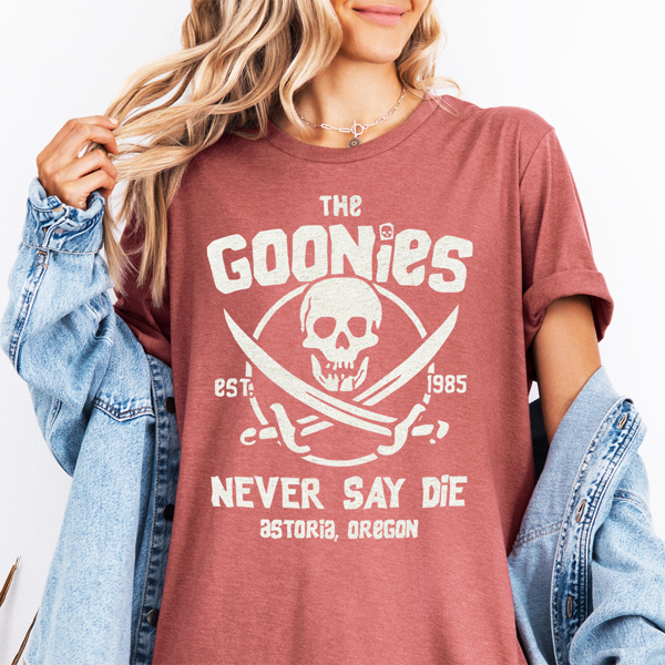 The Goonies Never Say Die 80's Throwback Scary Movie Graphic Tee