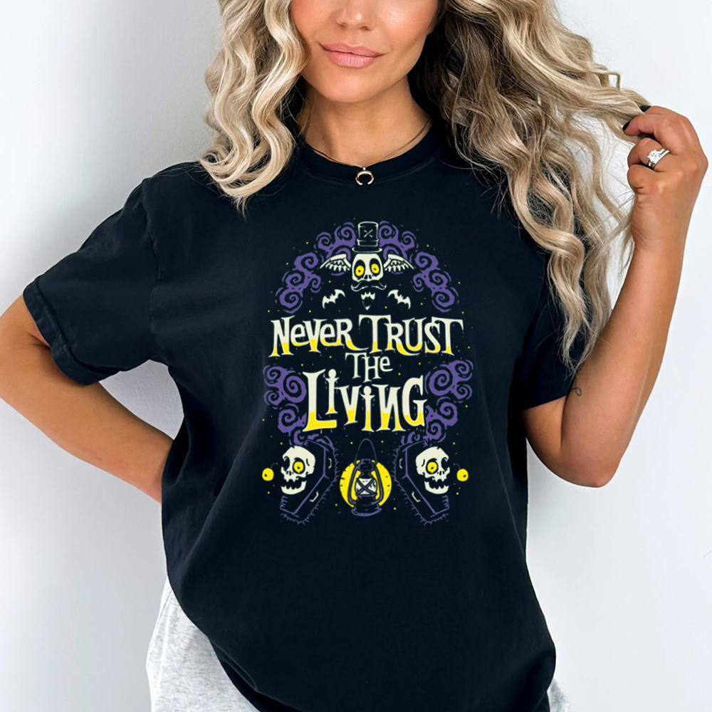 Never Trust The Living Beetlejuice Halloween Movie Graphic Tee