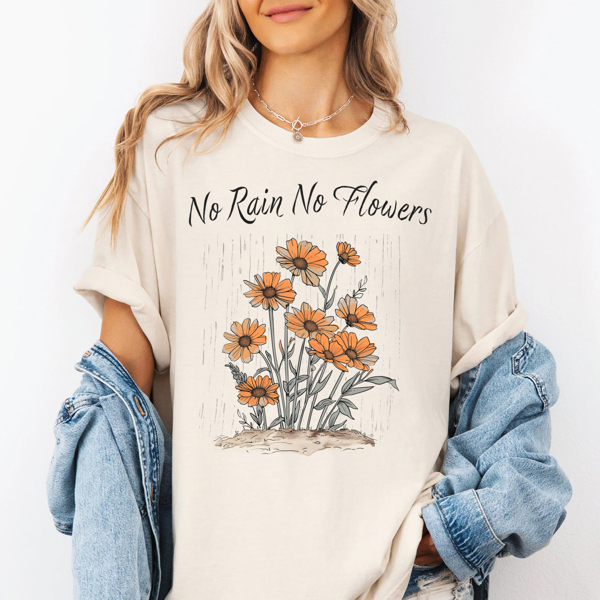 No Rain No Flowers Floral Boho Graphic Tee