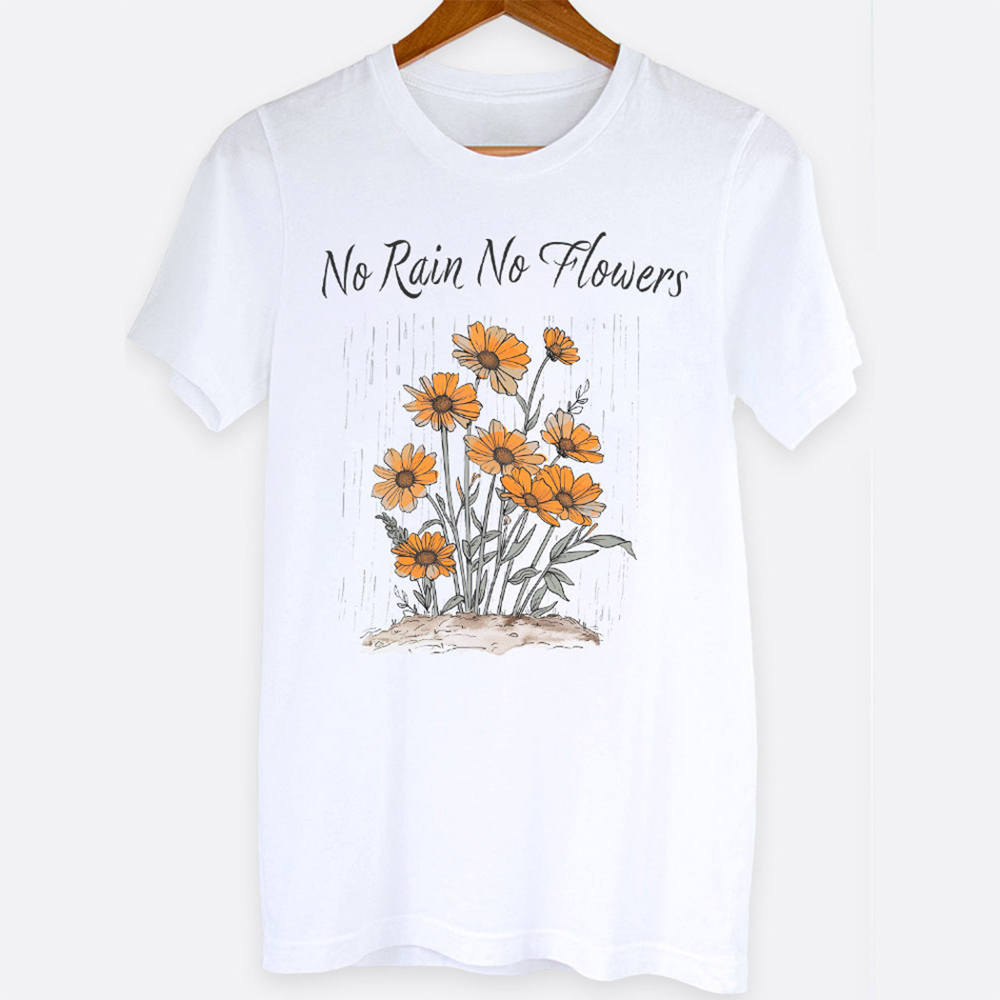 No Rain No Flowers Boho Floral Graphic Tee