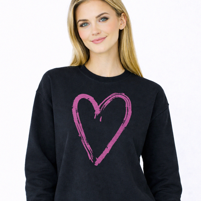 Pink Paint Splatter Heart Valentine's Love Graphic Sweatshirt | Valentines Shirt