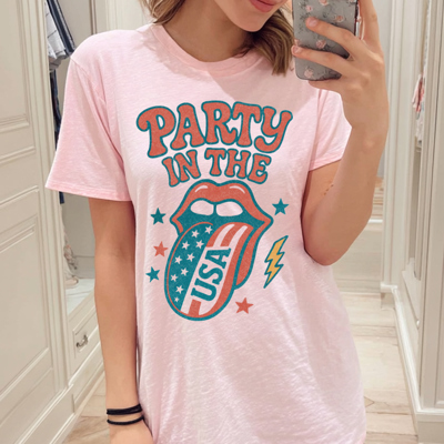 Party In The USA Classic Rock Music America Patriotic Graphic Tee | 4th Of July Shirt