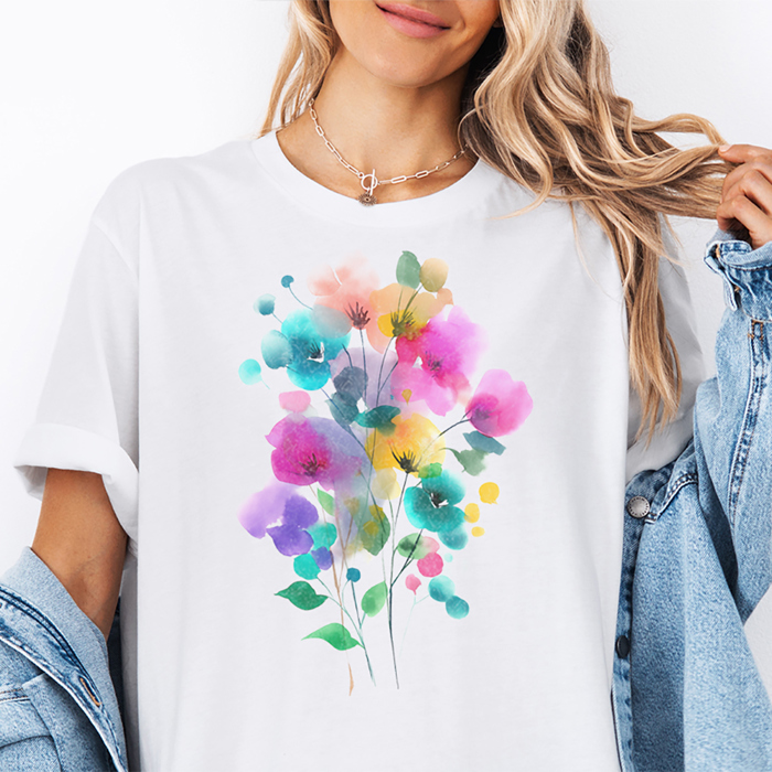 Abstract Floral Watercolor Spring & Summer Happy Graphic Tee | Floral Shirt