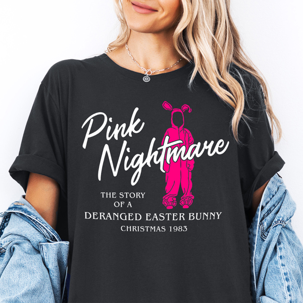 Pink Nightmare Funny Eighties Christmas Movie Graphic Tee