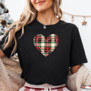  Plaid Heart Trendy Love Valentines Graphic Tee