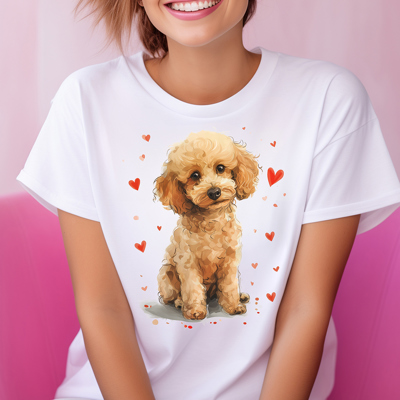 Poodle & Hearts Valentine's Day Dog Graphic Tee, Valentines Shirt