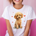  Poodle & Hearts Valentine's Day Dog Graphic Tee, Valentines Shirt