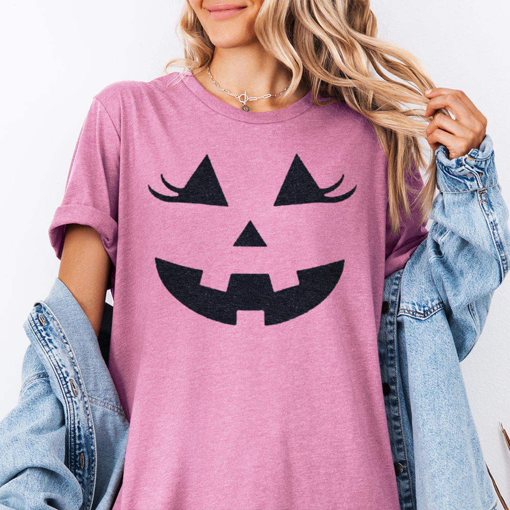 Jack-O-Lantern With Eyelashes Pumpkin Fall & Halloween Graphic Tee