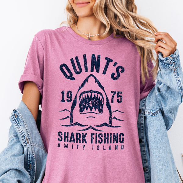 Quints Shark Fishing Jaws Throwback Movie Graphic Tee