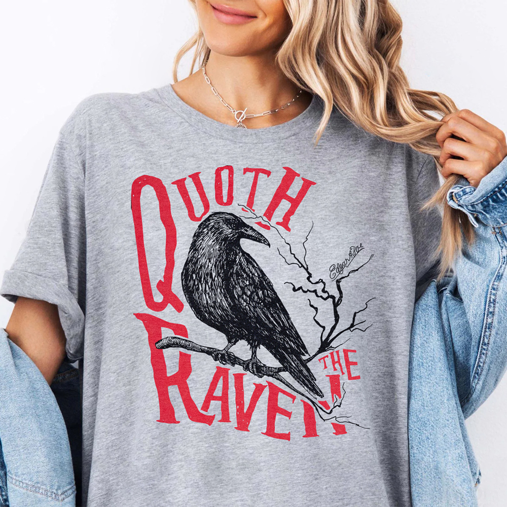 Quoth The Raven Edgar Allen Poe Halloween Graphic Tee