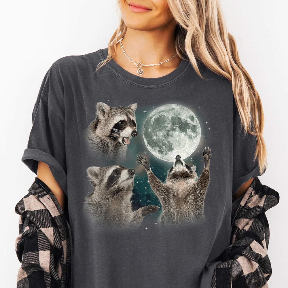 Raccoons And Moon Hilarious Gift Graphic Tee