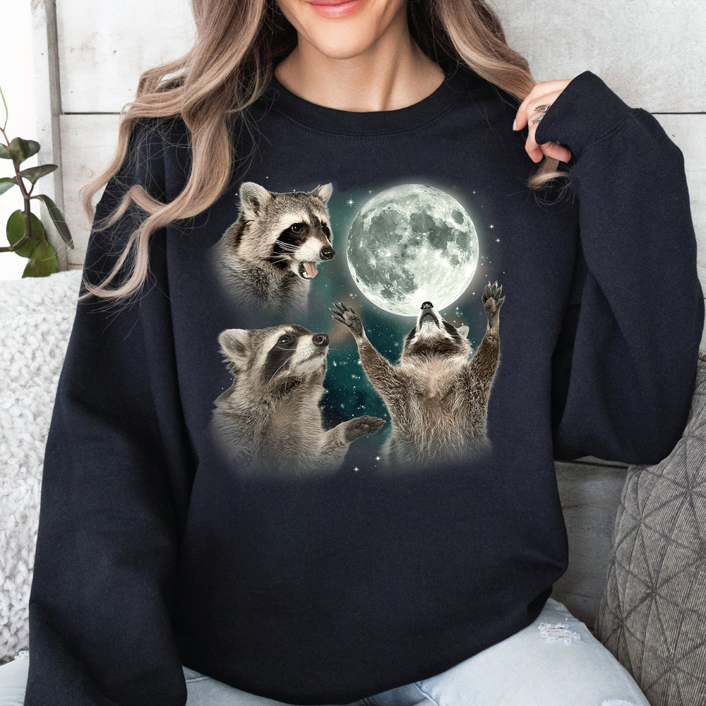 Raccoons And Moon Hilarious Gift Graphic Sweatshirt