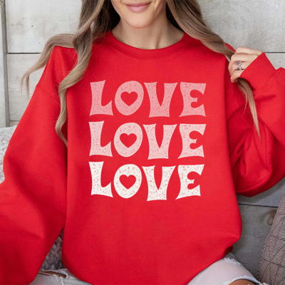 Retro Love & Heart Valentine's Day Graphic Sweatshirt, Valentines Shirt, Valentines Sweatshirt