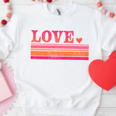 Retro Love Stripes Valentine's Day Graphic Sweatshirt, Valentines Shirt, Valentines Sweatshirt