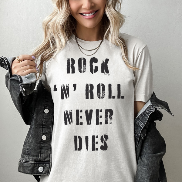 Rock 'N' Roll Never Dies Music Graphic Tee