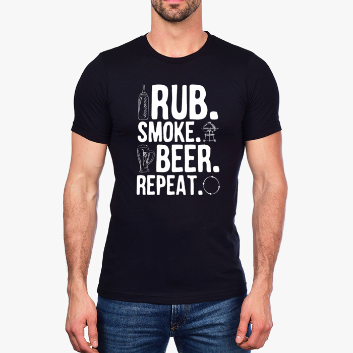 Rub Smoke Beer Repeat Funny Grilling Graphic Tees