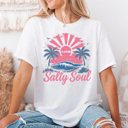  Salty Soul Beach Summer Sunset Vacation Graphic Tee