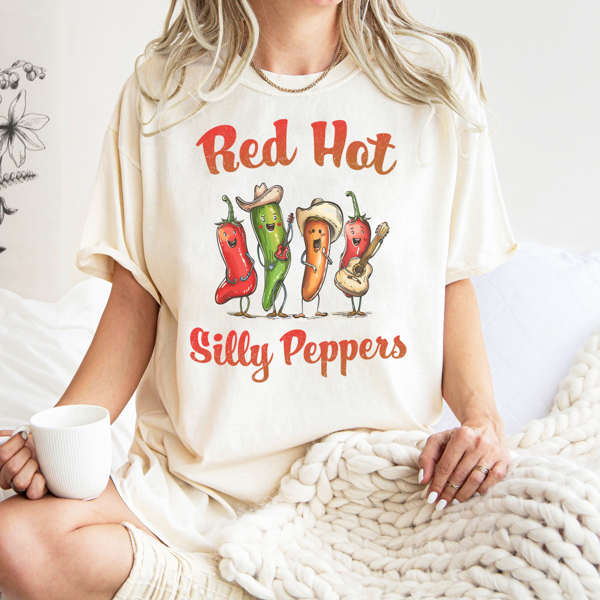 Red Hot Silly Peppers Funny Music Graphic Tee