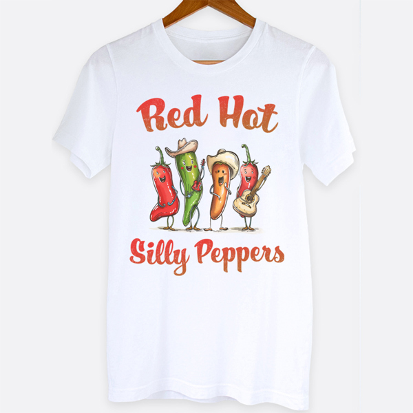 Red Hot Silly Peppers Fun Graphic Tee