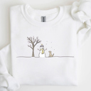  Simple Snowman And Dogs Snowy Christmas Winter Graphic Sweatshirt