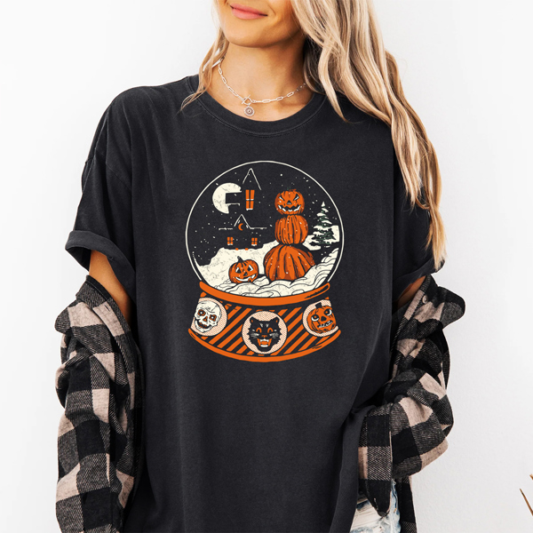 Halloween Pumpkin Snow Globe Graphic Tee