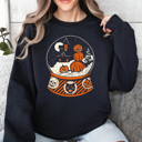  Halloween Pumpkin Snow Globe Graphic Sweatshirt